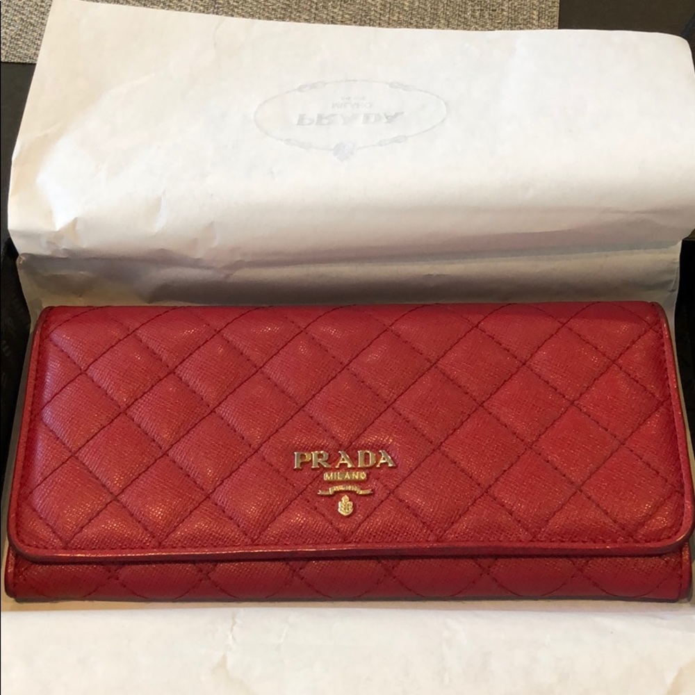 Prada Red Quilted Wallet